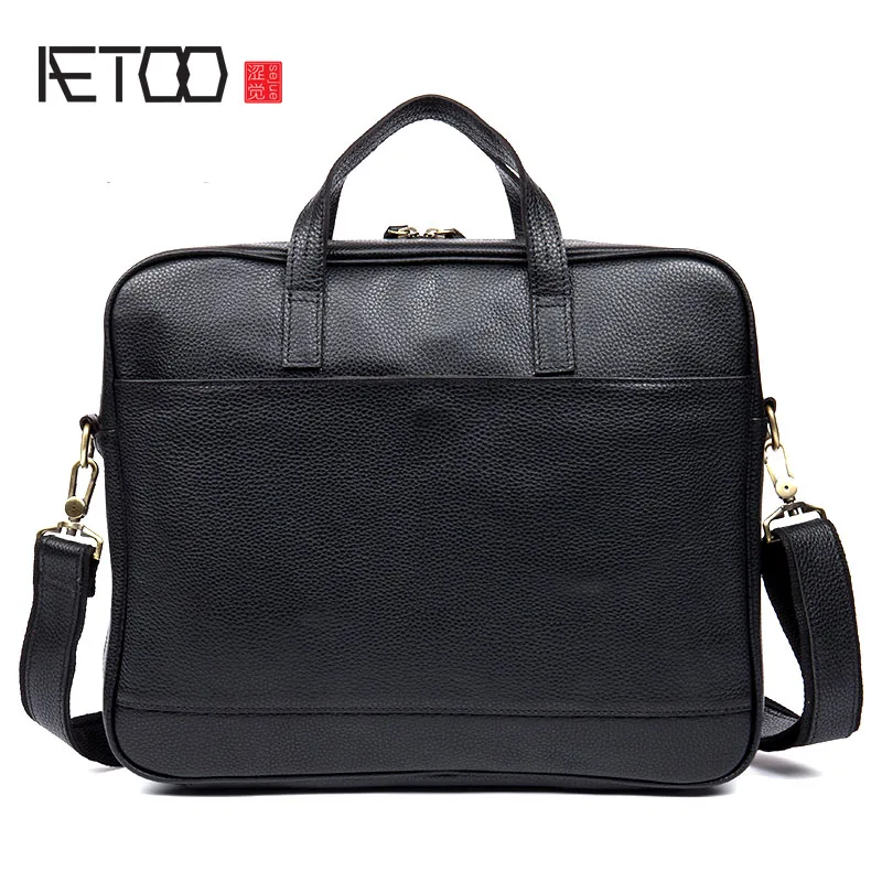 

AETOO Business first layer of leather men's handbag cross section leather briefcase shoulder bag computer bag