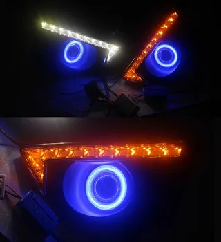 

eOsuns COB Angel eye + LED daytime running light DRL + turn signal + Fog Lamp with Projector Lens for Honda fit jazz 2014-15
