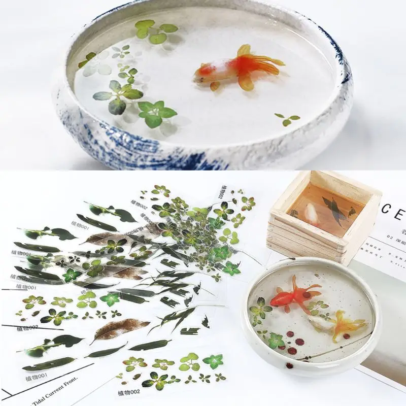 

5Pcs 3D Leaves Clear Water Grass Film Sticker For Resin Goldfish Painting Jewelry