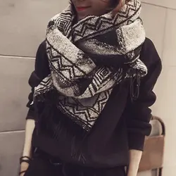 Очаровательный шарф с принтом зимние плотные теплые платки и шарфы для Для женщин кашемир бренд шарф женщина Обёрточная бумага женские