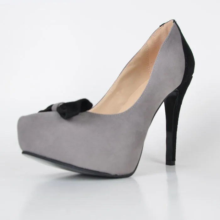 Grey and Black Dress Shoes Stiletto Heel Slip ons High Heel Pumps Platform Custom Made Designer