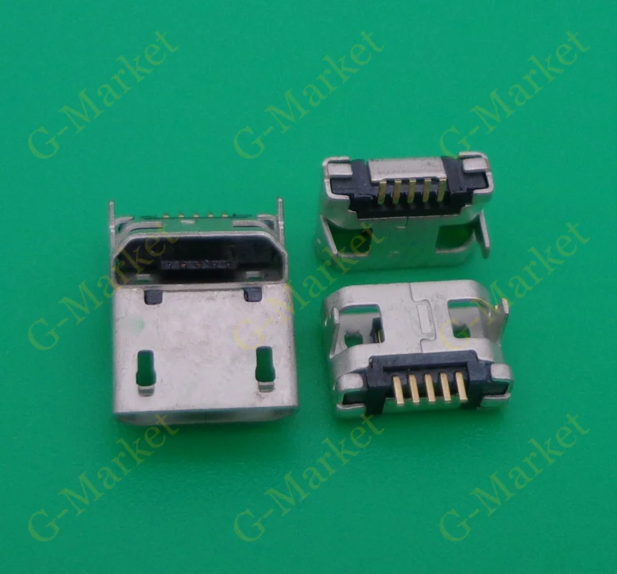 100 шт./лот 5-контактный удлиненный Micro USB разъем для зарядки смартфона планшетного