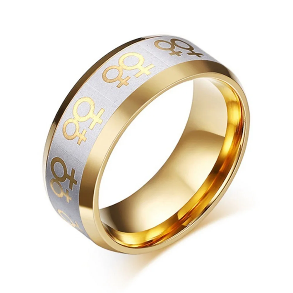 8 мм широкая нержавеющая сталь золотого цвета гей Прайд обручальные кольца обручальное кольцо гордости для сестры подруги