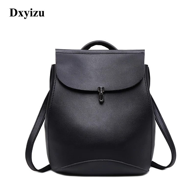 

Simple Style Casual Backpack Women Black Color Leather Backpacks For Teenage Travel Rucksack Lady Shoulder Bag Female School Bag