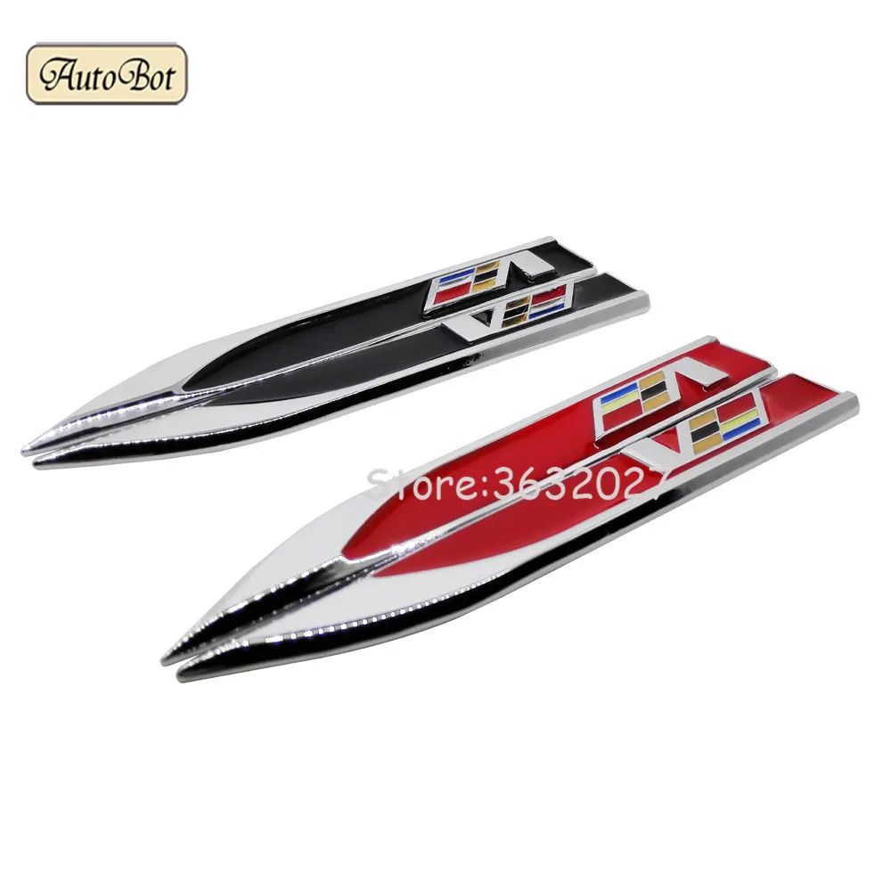 Metal V Car Fender Side Badge Sticker Emblem Decal For Cadillac CTS SRX