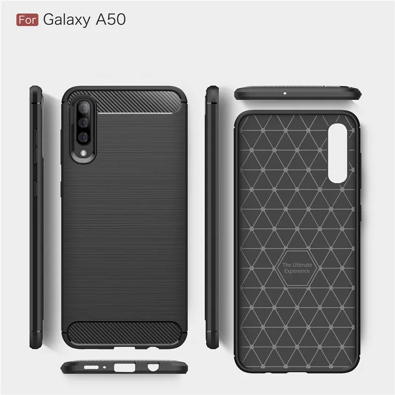 For Samsung Galaxy A50 A70 Case Carbon Fiber Shockproof Silicon Phone Case On For Galaxy A60 A20E Cover Full Protection Bumper