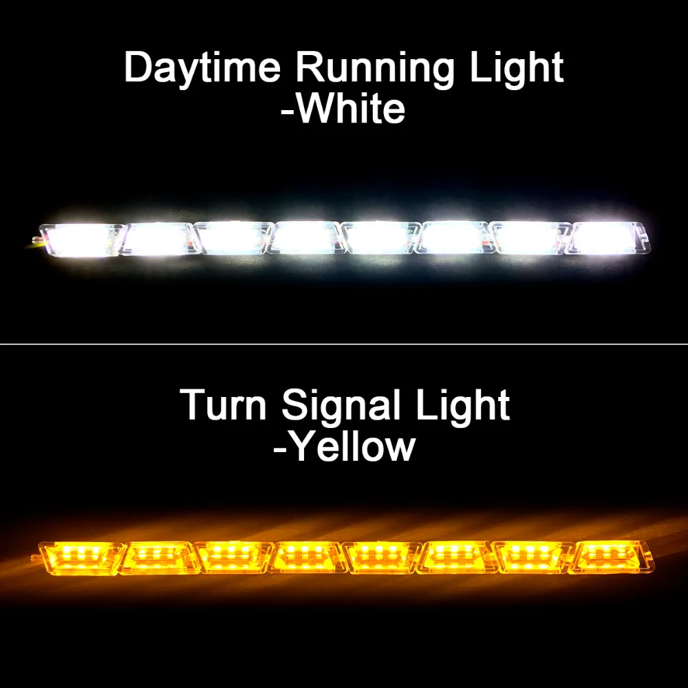 2X DRL гибкий светодиодный светильник, Белый DRL и желтый указатель поворота, Хрустальный ангельский глаз, DRL с поворотным сигналом, светильник