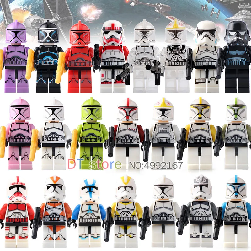 

50Pcs/Lot Legoing Star Wars Figures Clone Trooper Commander Fox Rex Building Blocks Education Model Gift Children Toys AX8003