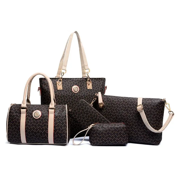 

2018 Fashionable Women's Bag Simple Slanting Composite Bag Six Piece Big Bag Three Use Single Shoulder Handbag