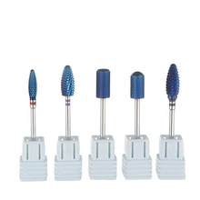 Электрический маникюр ногтей дрель аксессуары 5 Тип синий карбид вольфрама для заусенец Нано покрытие ногтей сверло металлические биты пилка для ногтей