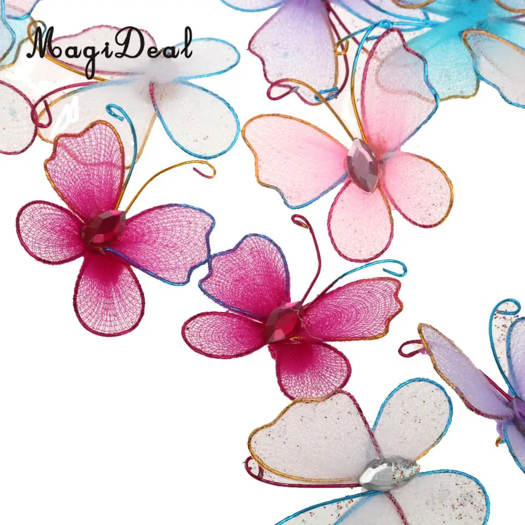 MagiDeal 50 pcs Stocking Butterflies for Wedding Party Holiday Home Decoration Scrapbooking Sewing DIY Crafts Mixed Color 3.5cm