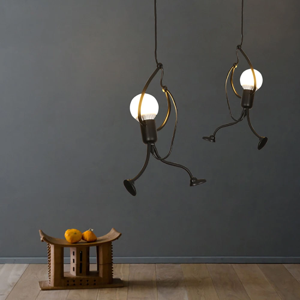 

YWXLight Nordic Modern Chandelier Black Metal E27 Bulb Villain Modeling LED Lamp Restaurant Bedroom Living Room Ceiling Light