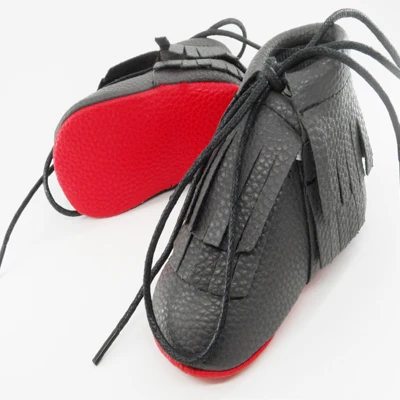 Детские ботинки обувь для девочек; обувь принцессы; детская обувь с красной подошвой; кожаные ботинки с бахромой из искусственной кожи; chaussure - Цвет: grey  red sole