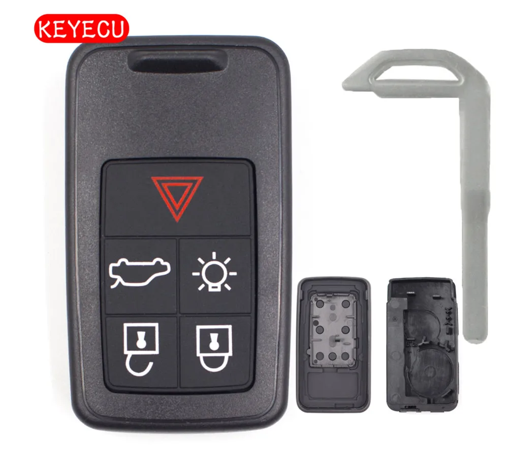 

Keyecu Remote Car Key Shell Case Fob 5 Button for Volvo S60 V60 S70 V70 XC60 XC70 2007-2017 FCC ID:KR55WK49264