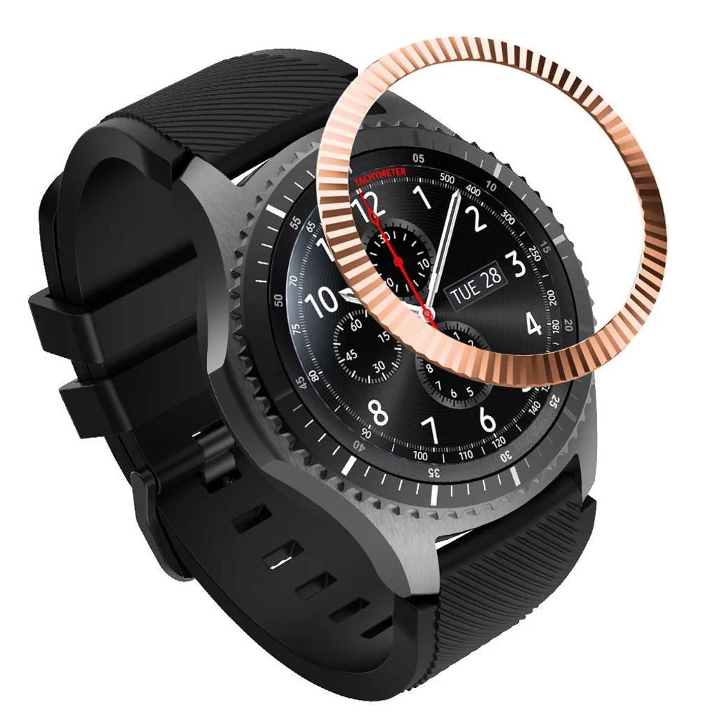 

Smart Watch Smartwatch Case Cover For Samsung Gear S3 Frontier Scale Watch Bezel Ring Adhesive Cases Covers Anti Scratch Metal