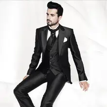 Красивый черный смокинг жениха Лучший мужской костюм лацкан друг жениха Мужские свадебные костюмы Жених(куртка+ брюки+ жилет