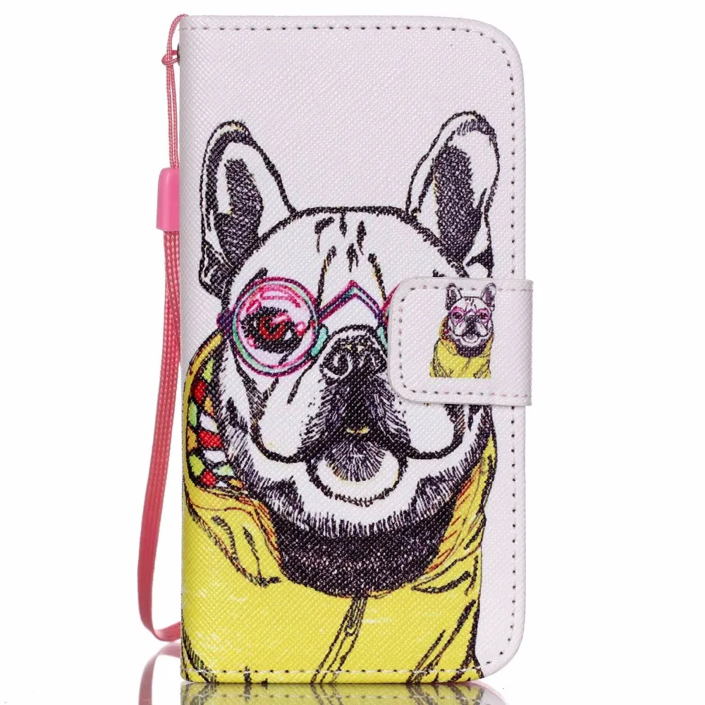 Lovely Dog Pattern Black PU Leather Stand Flip Cover and Frame Wallet Pouch Case For iPhone 5 5s |