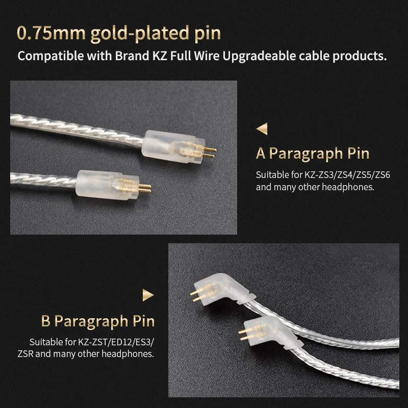 KZ 3 5mm 2 5mm Balanced Silver Plated Upgrade Cable KZ 2pin Silver 