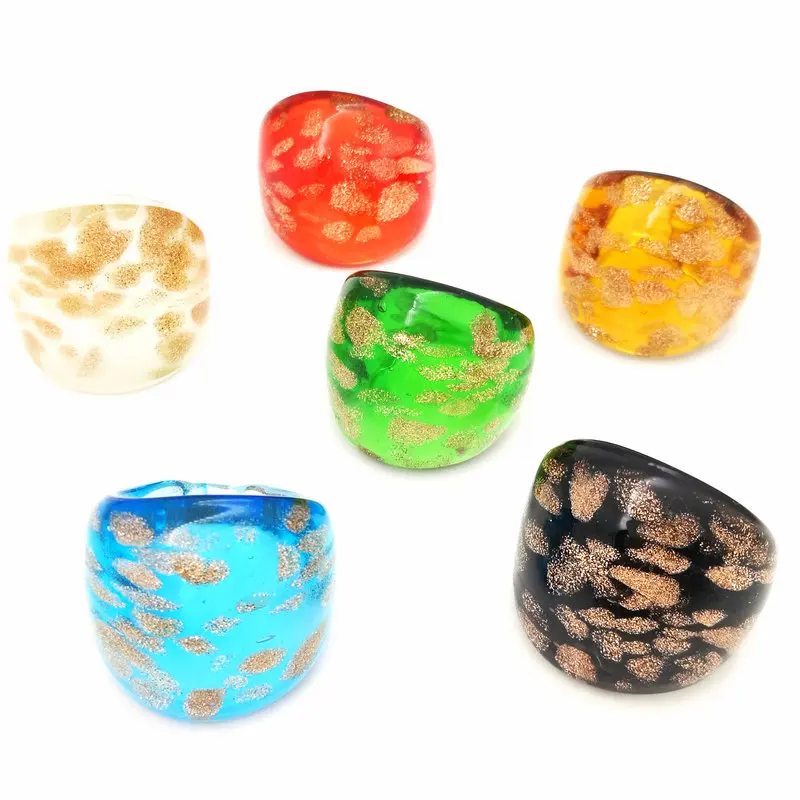 6 шт Разноцветные стеклянные кольца из муранского стекла 16-19 мм кольцо
