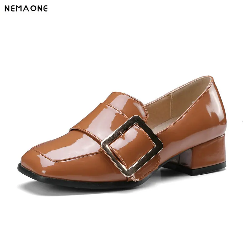 

NEMAONE 2018 newest breathable buckle maiden square toe all-match shoes skid resistance footwear low heels woman pumps