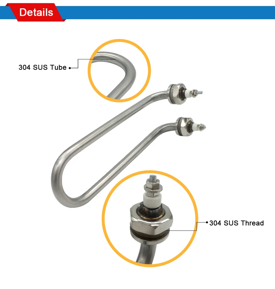 de água em u. Roscas aquecedoras m16