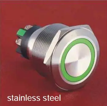 

Onpow 25mm 12V Green Stainless steel Ring illuminated Momentary push button switch (GQ25-L-11E/G/12V/S) CE, RoHS