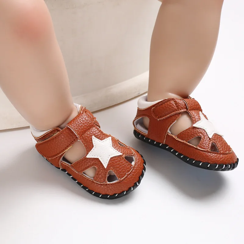 Летние детские сандалии унисекс; мягкие противоскользящие сандалии для новорожденных; детские дышащие повседневные сандалии со звездами; детские сандалии обувь