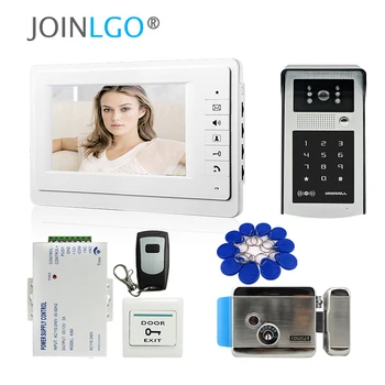 

FREE SHIPPING 7" LCD Screen Video Intercom Door Phone System + Outdoor RFID Code Keypad Doorbell Camera + Remote + Electric Lock