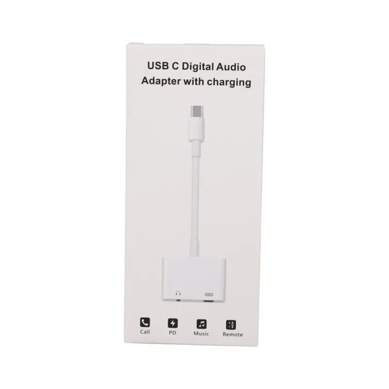2 in 1 Type C to 3 5mm Adapter Audio Extension Cord Converter Connector for Headphone Smartphones Laptop Computers