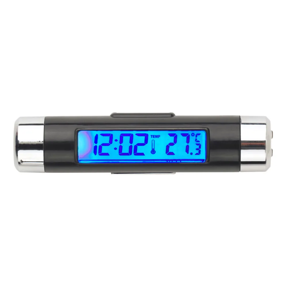 1pcs Blue back light Car Thermometer Clock LCD Clip-on Digital Luminous Backlight Automobile Car Clock Calendar Hot