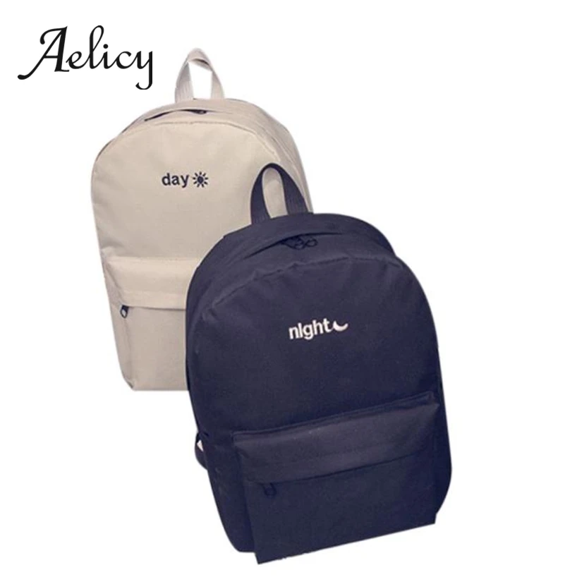 

Aelicy Simple Style Students Canvas Couple School Bag Women Girls Small Backpack Men Boys Book Satchel Double Shoulder Bag