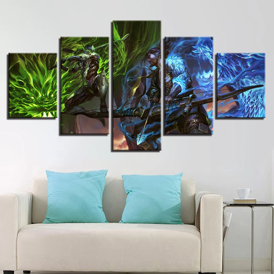 Waliicorners Modern Painting Wall Art Home Decor Pictures HD Printed Modular 5 Panel Game Character Living Room Cuadros Canvas Frame Poster 7 HTB1iRVUelCw3KVjSZFuq6AAOpXag