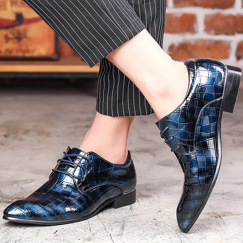 

Men's shoes leather derby shoes pointed toe footwear for men formal shoes mixed colors 2019 male social shoe large size 38-48