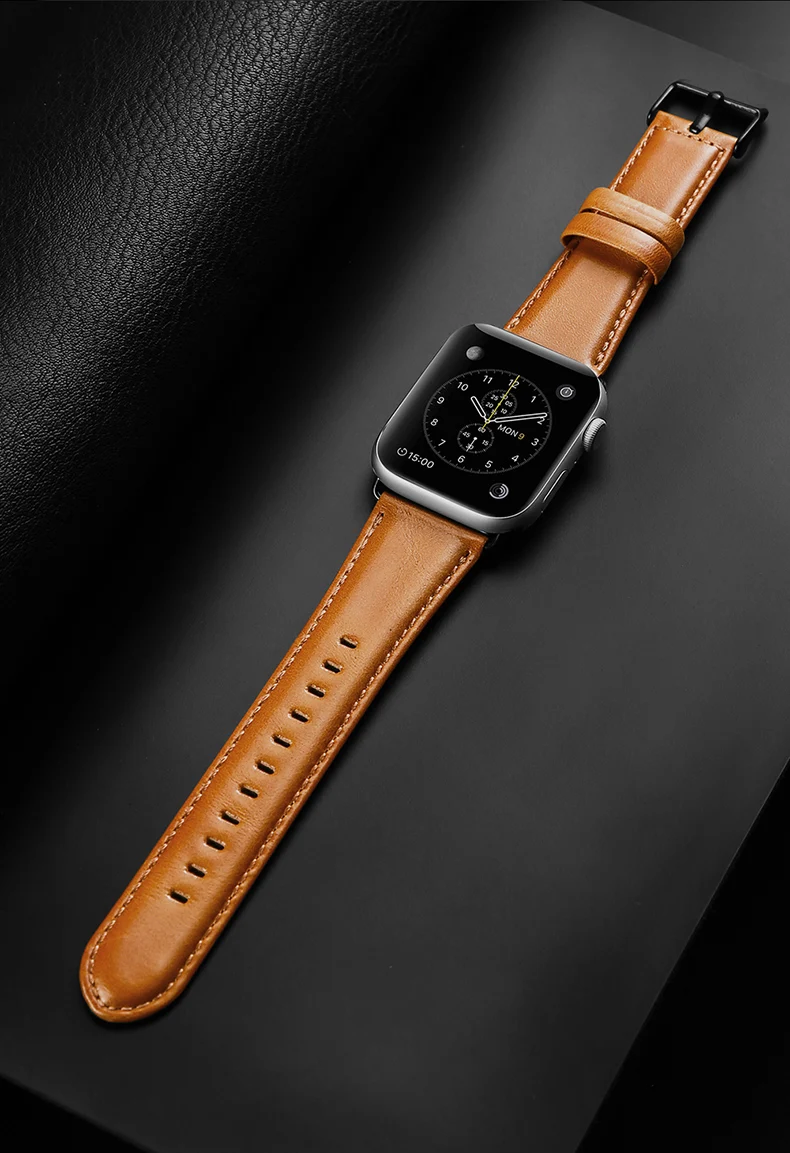 DUX DUCIS ремешок из натуральной кожи для Apple Watch Series 4 3 2 1 настоящий кожаный ремень пряжка для Apple Watch 4 44 40 42 38 мм