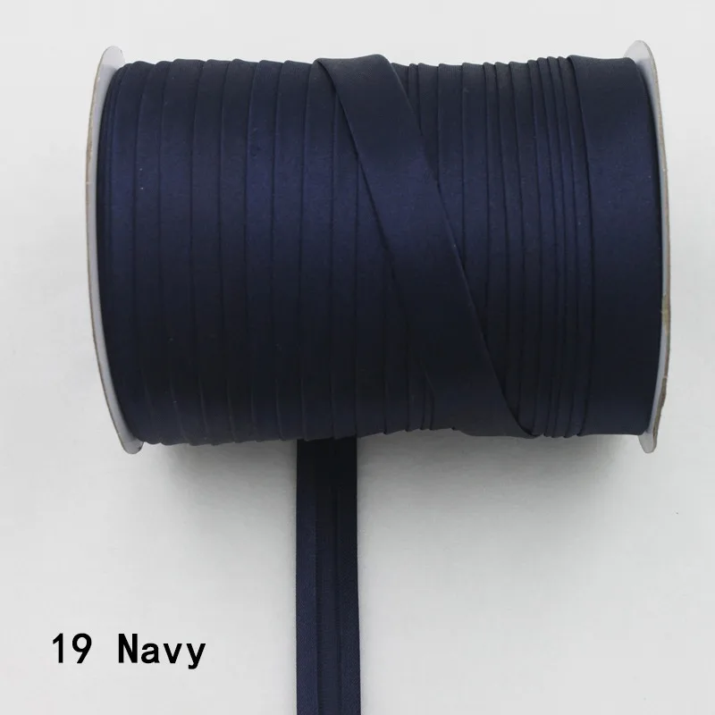 Полиэстер 5/"(15 мм) Атлас косой ленты косой связывания сплошной цвет для пошив одежды «сделай сам» и обрезки 25 ярдов/рулон - Цвет: 19    navy