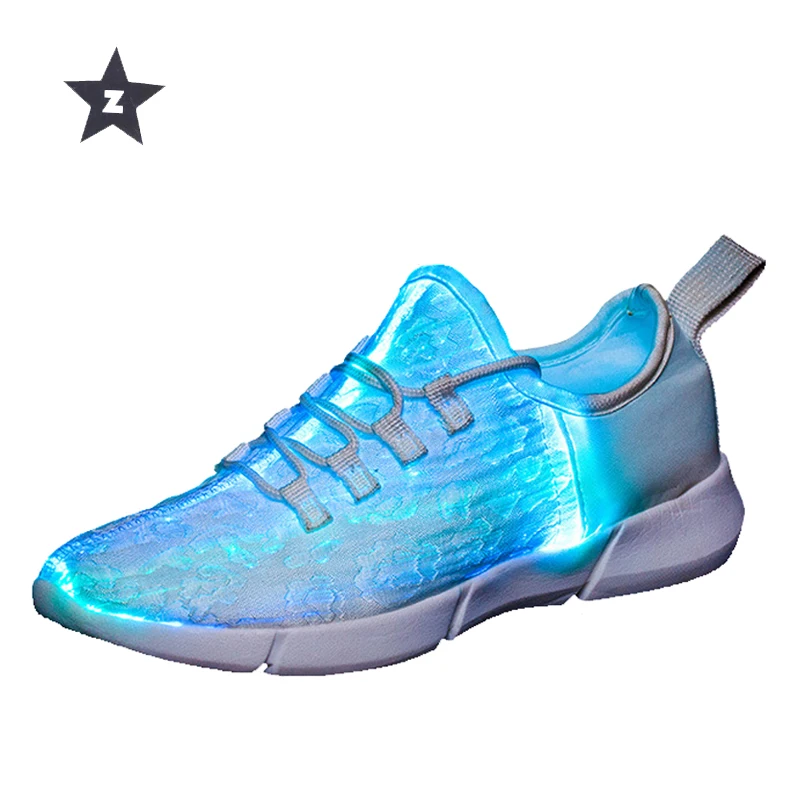 

Z loafers women shoes fashion fiber optic walking shoes luminous glowing sneakers cross tied led light shoes up size 25-45