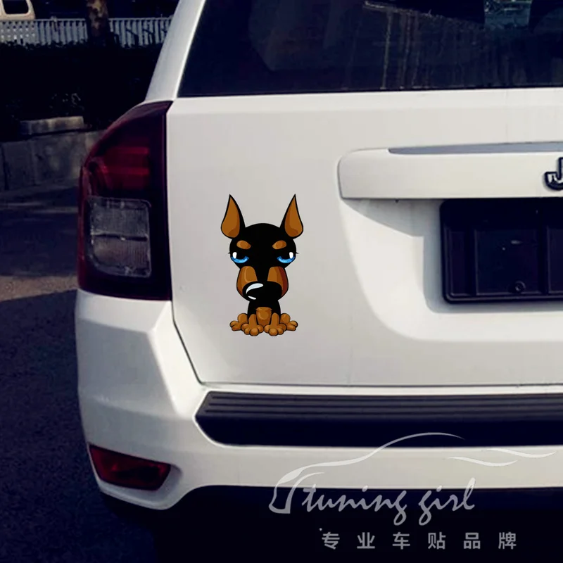 

Car Stickers Dog Dobermann Lovely Cartoon Colorful Creative Decals Waterproof Reflective Auto Tuning Styling D16
