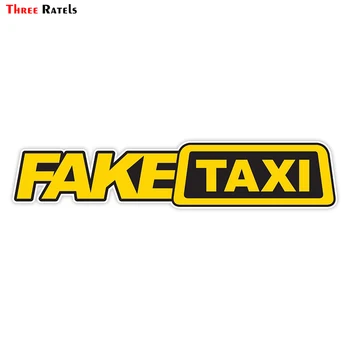 

Three Ratels LCS618# 23.5x5cm Cartoon funny car stickers yellow Fake Taxi for volkswagencar stickers and decals