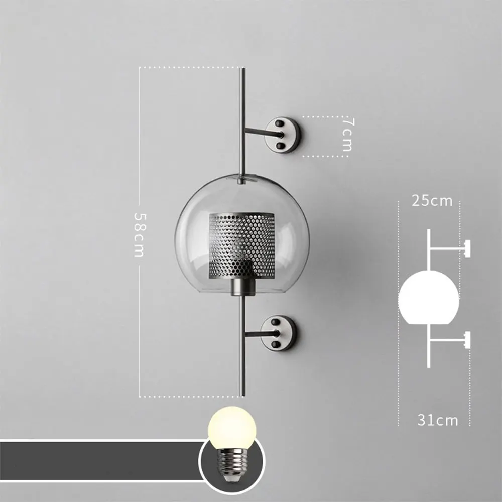 Лофт ретро промышленный настенный светильник стеклянный современный настенный декоративный светильник s кухня гостиная спальня столовая кабинет Светильник светильники - Цвет абажура: A Silver Gray Big