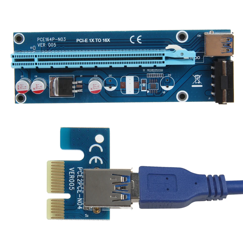 PCIe PCI E Express Райзер карта 1x до 16x USB 3 0 кабель для передачи данных SATA к 4Pin IDE Molex