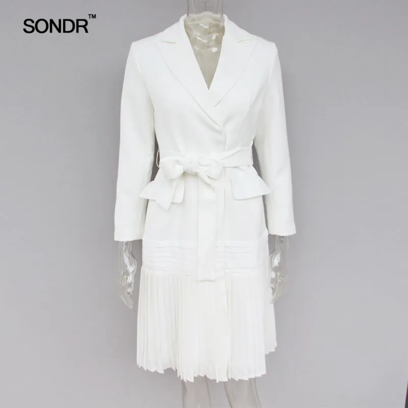 SONDR 2019 Spring Summer Trench Coats Female Long Sleeve Bandage Pleated Hem Elegant Windbreaker For Women Fashion Tide