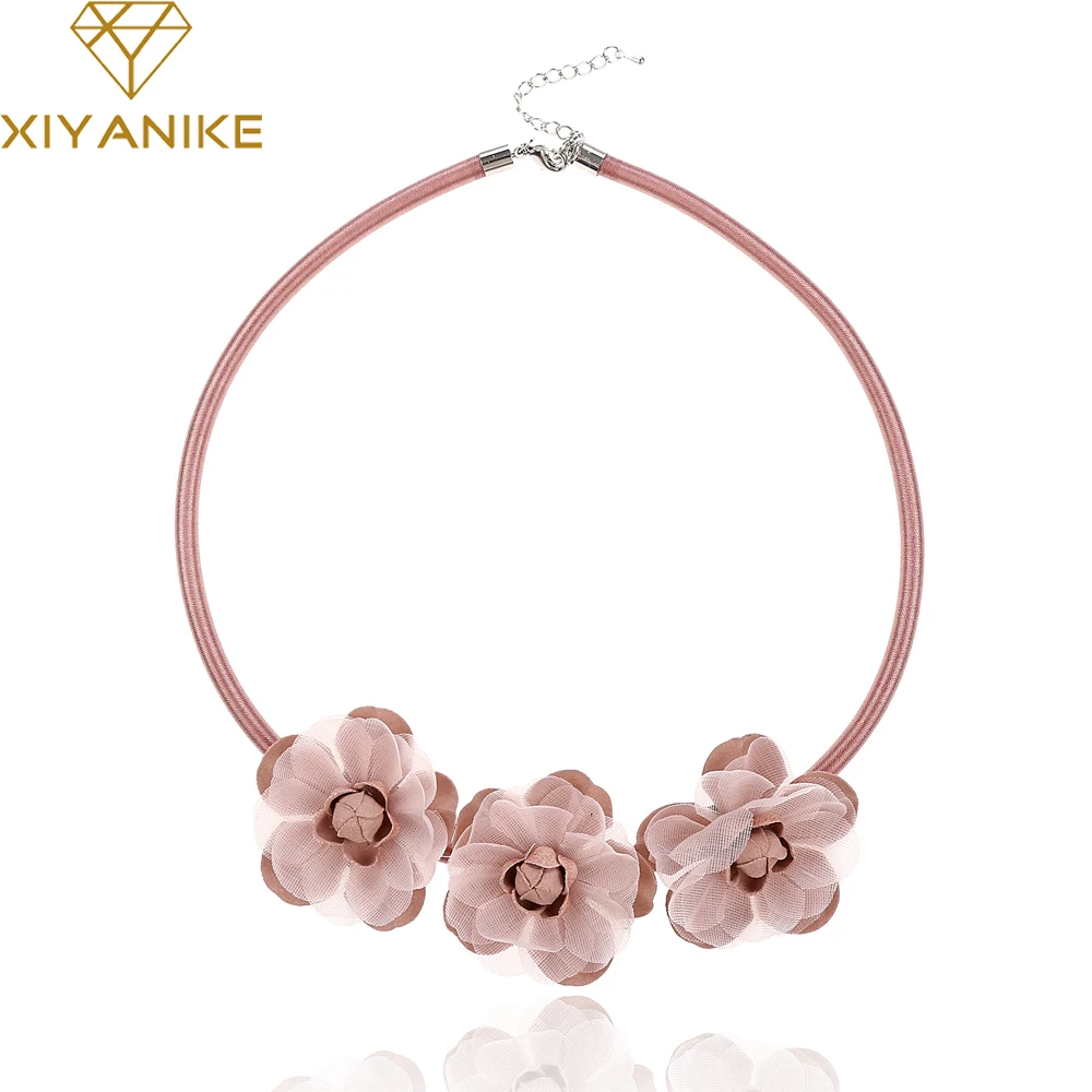

XIYANIKE 4 Color Multiple Manual Flower Choker Necklace for Women 2017 Fashion statement necklace Jewelry Collar Gifts XY-N547