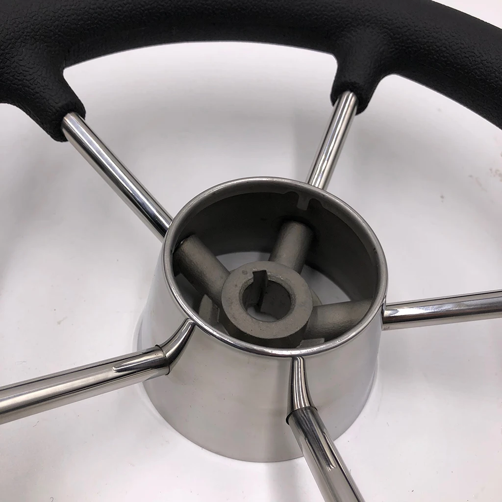 Universal UV-Resistant 5-Spoke 11-inch Boat Steering Wheel with Center Cap Stainless Steel Marine Grade
