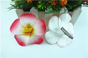 red Foam Hawaiian  flower  Hibiscus Flower bridal hair clip 9cm
