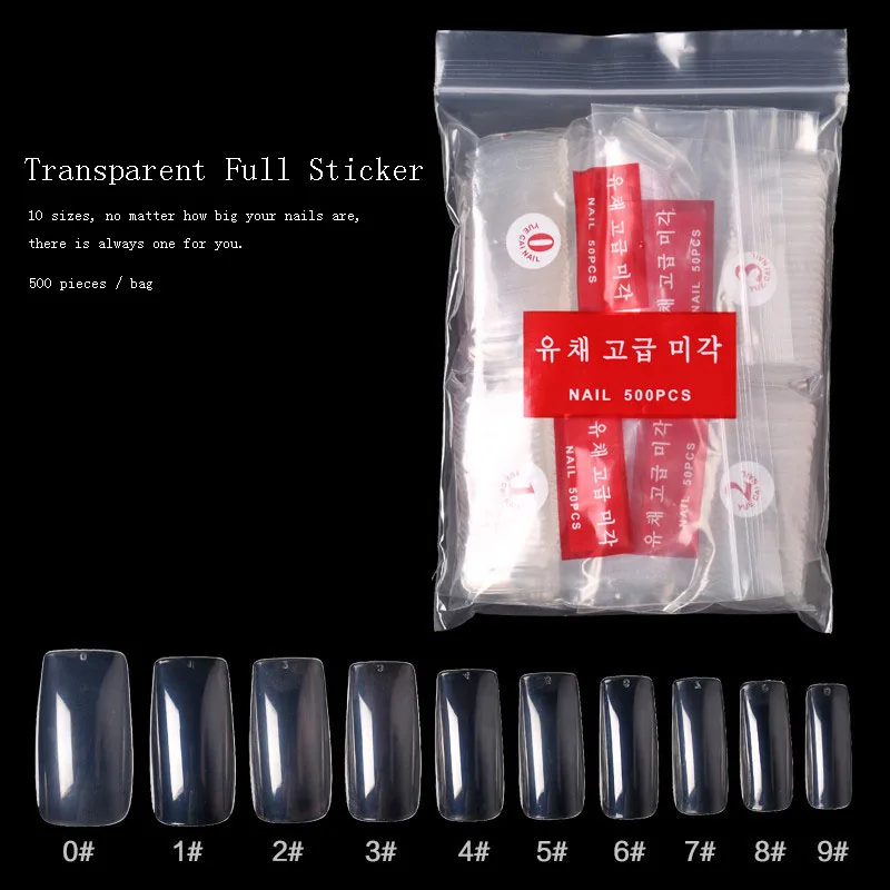 Manicure 500 pieces of transparent full-stick nail art piece Transparent half-stick finished product | Красота и здоровье