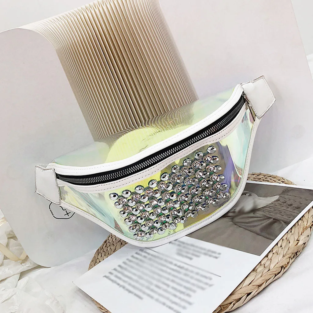 

WaistBag Women Fashion Outdoor Sports Zipper Rivets Messenger bolsa cintura feminina banano de cintura chest bags for women 2019