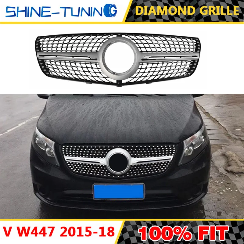 Гриль подходит для mercedes V class W447 Vito Алмазная решетка GT GTR V260 V250 2015 18 без