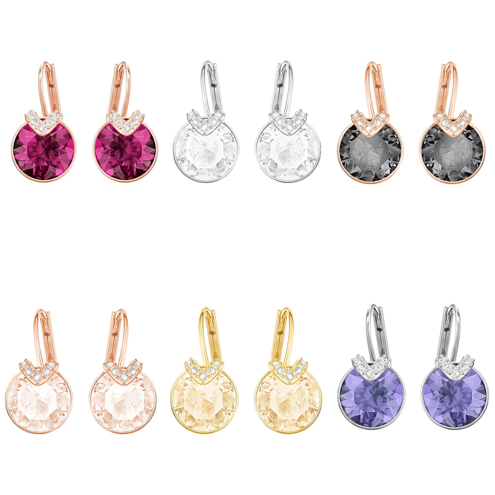 

SWA RO 2019 SWA New Bella V Pierced Small Earrings Multi-Color Ms. Earrings Luxury Fashion Jewelry Gifts Best Gifts for Lovers