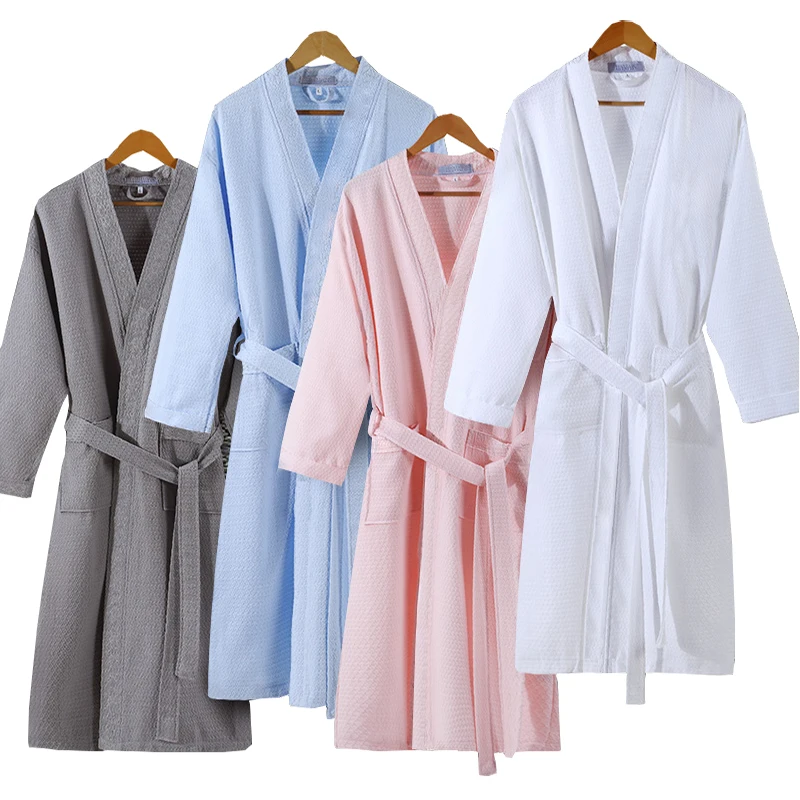

On Sale Men Summer Suck Sweat Elegant Kimono Bath Robe Male Spa Waffle Bathrobe Plus Size Lounge Robes Sexy Mens Dressing Gown