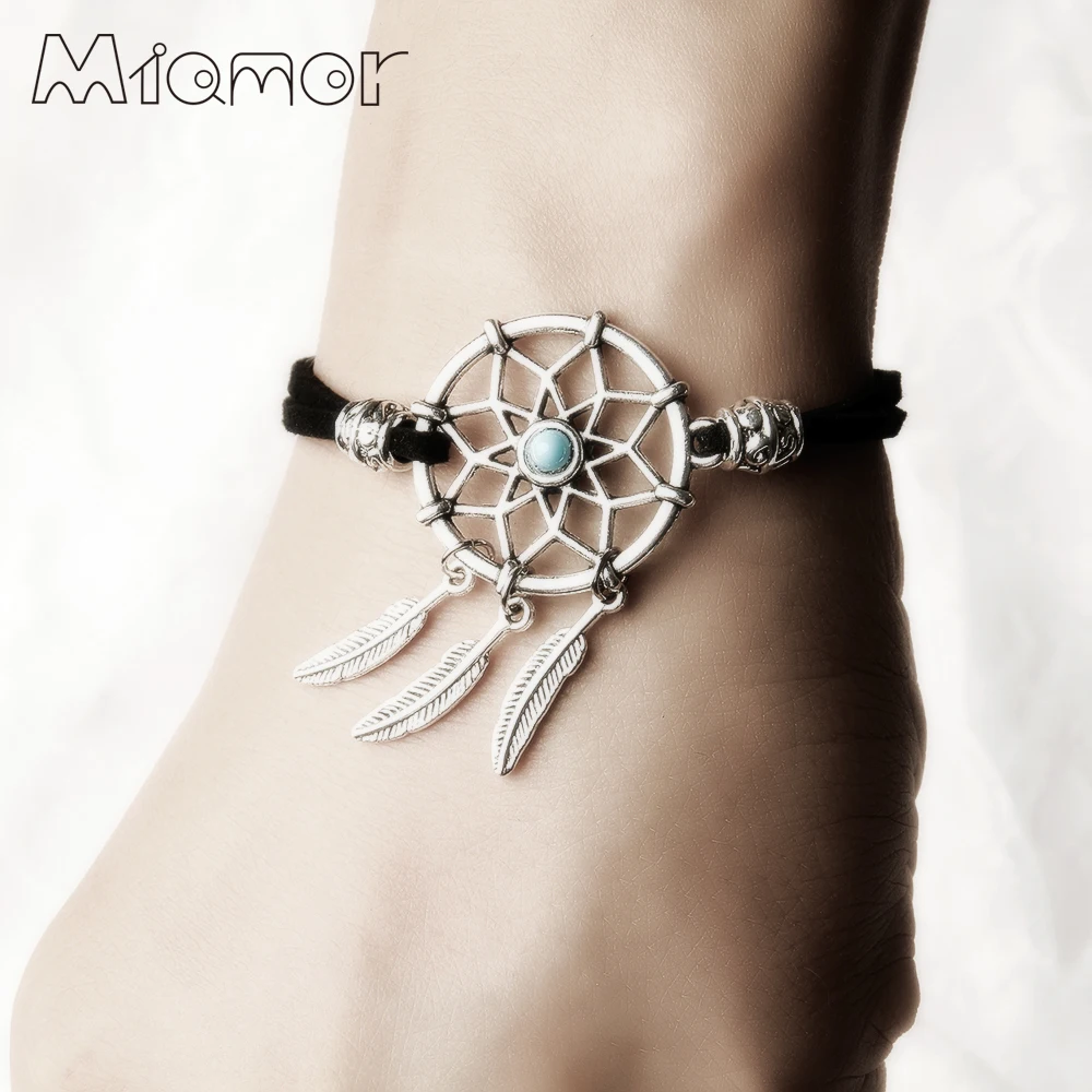 

6 Colors Vintage Enchanted Forest Mini Dreamcatcher Bracelet Handmade Dream Catcher Net With Metal Feather 1pc Winks018